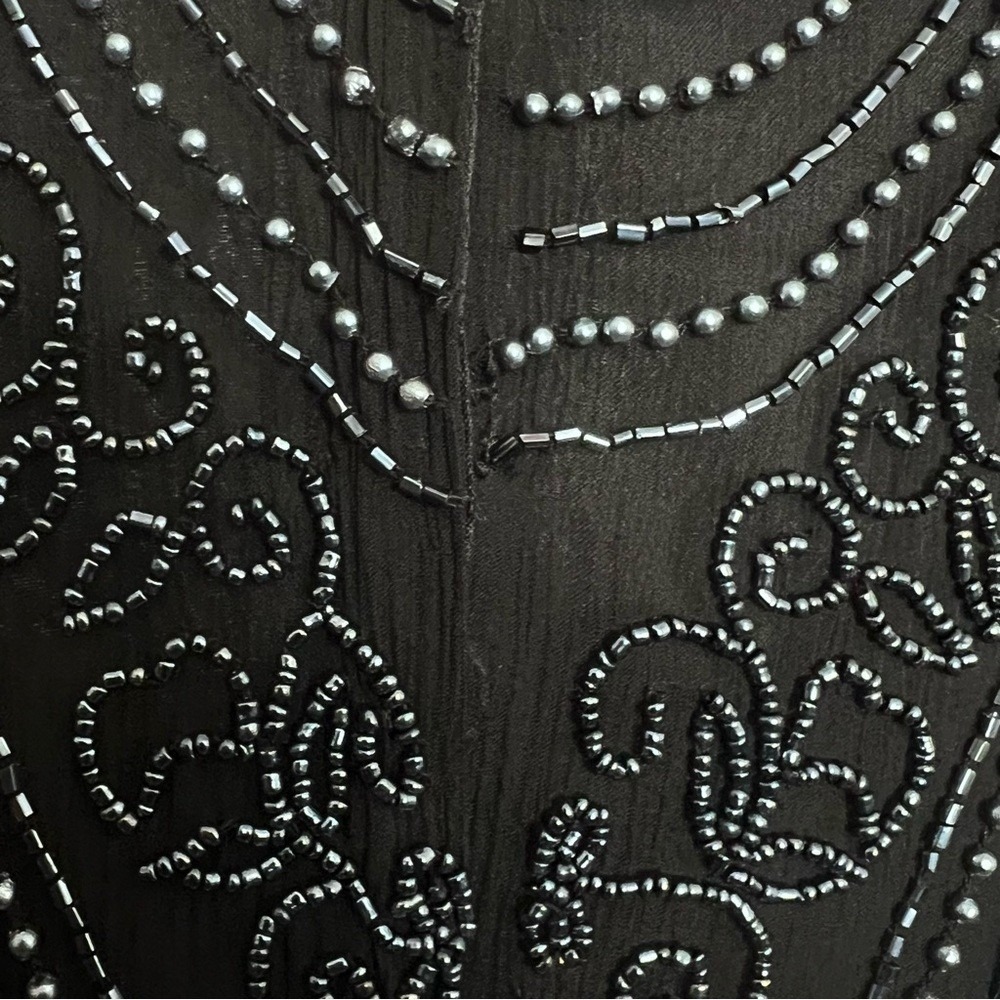 VTG Papell Boutique Evening Beaded Top SZ L Blk/Grey Wedding Party Glam Retro - Picture 7 of 10
